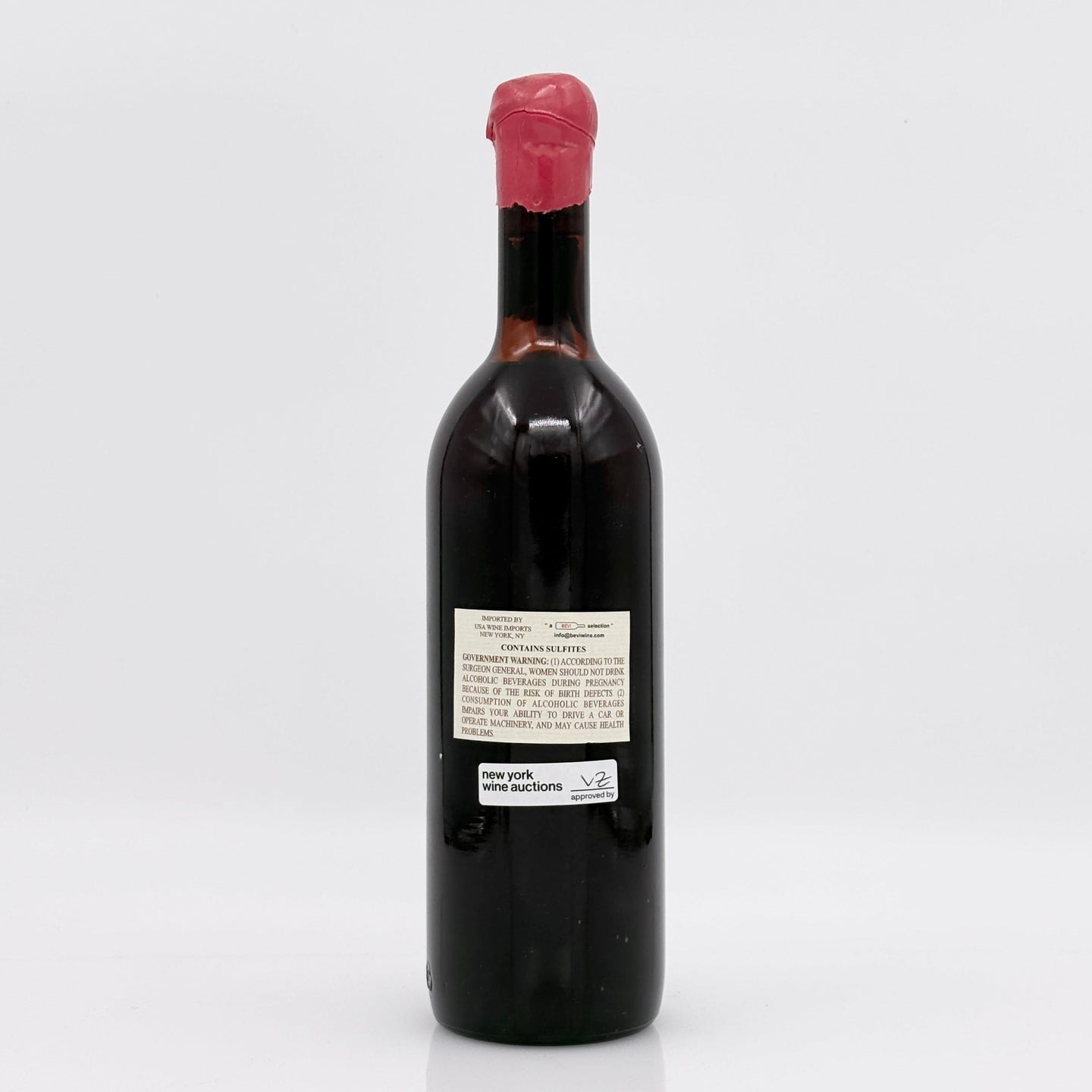 Wine bottle with a visible label on a white background