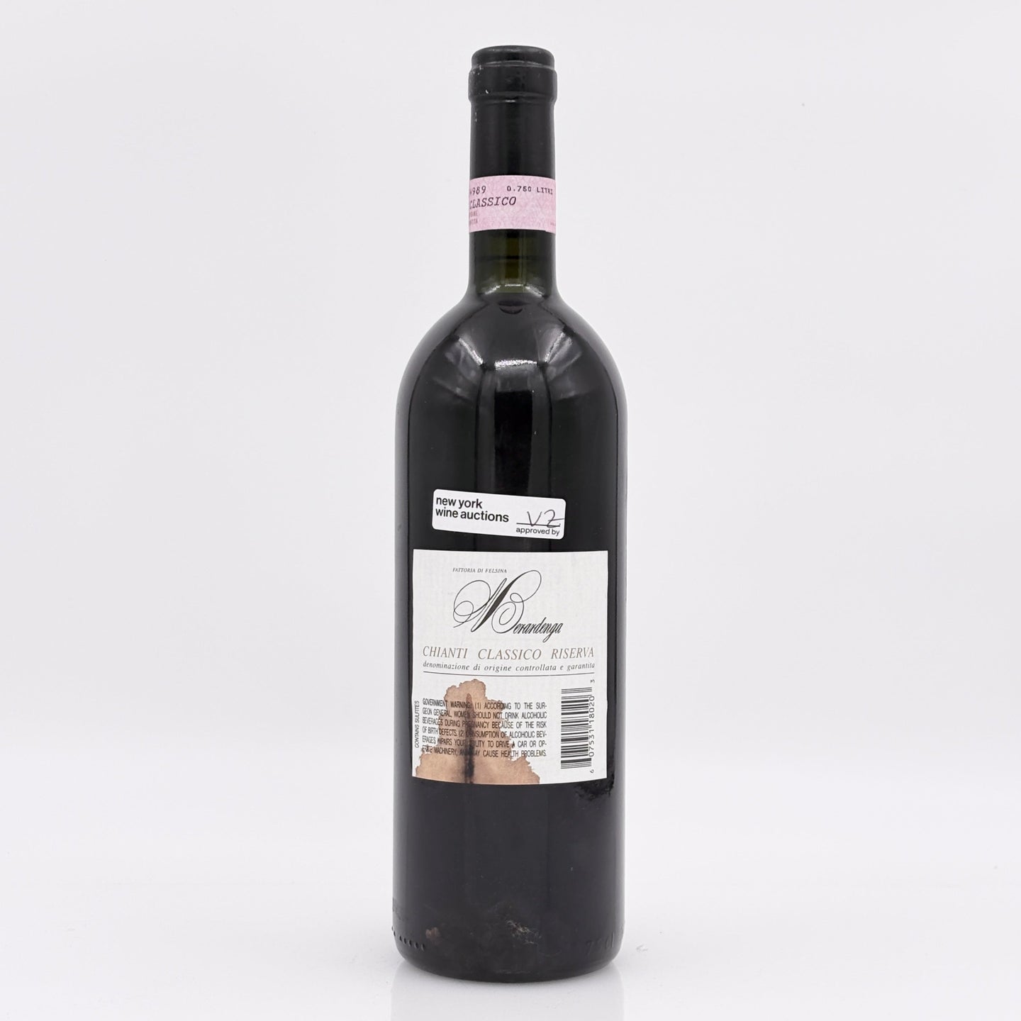 Wine bottle with a label on a white background
