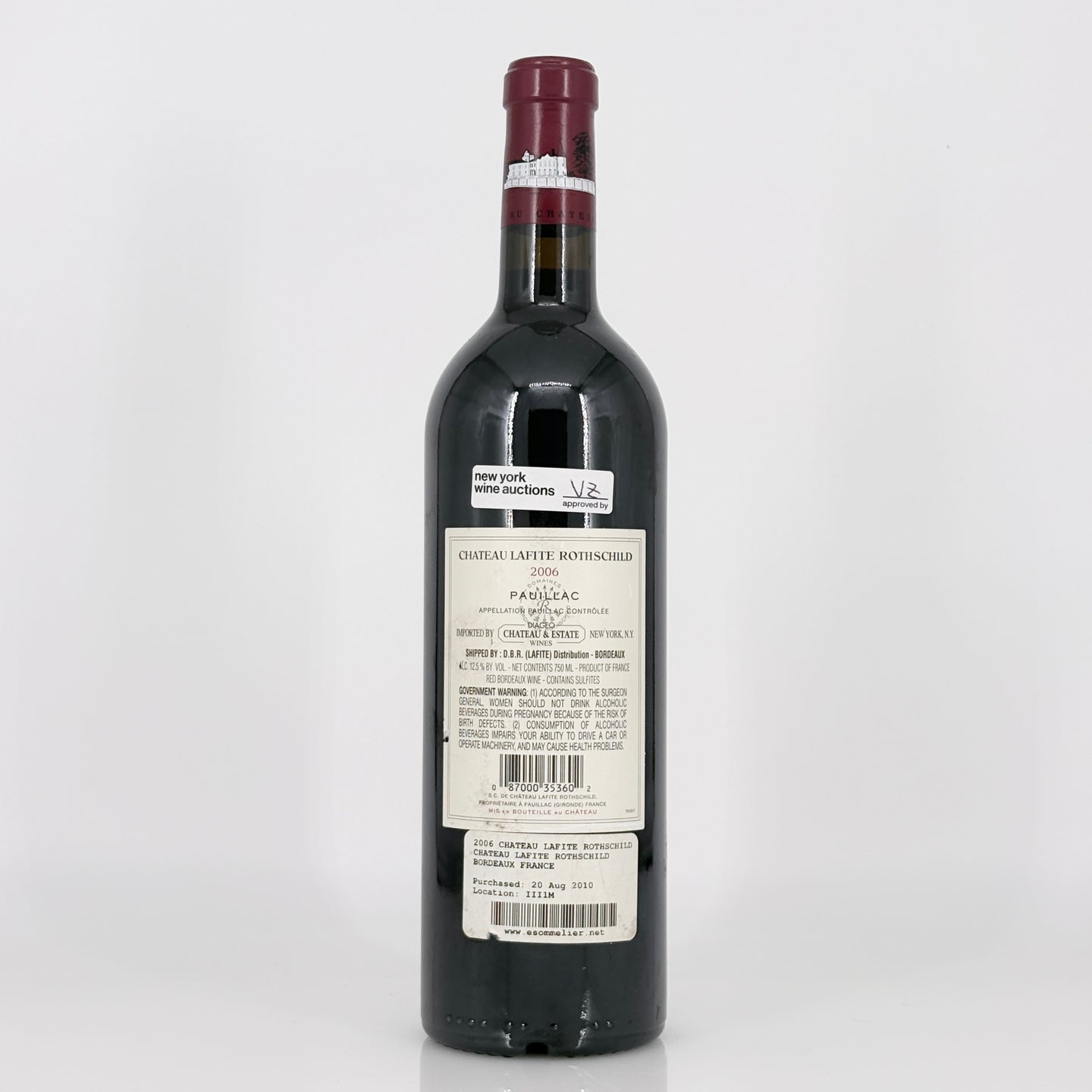 Wine bottle with label on a white background