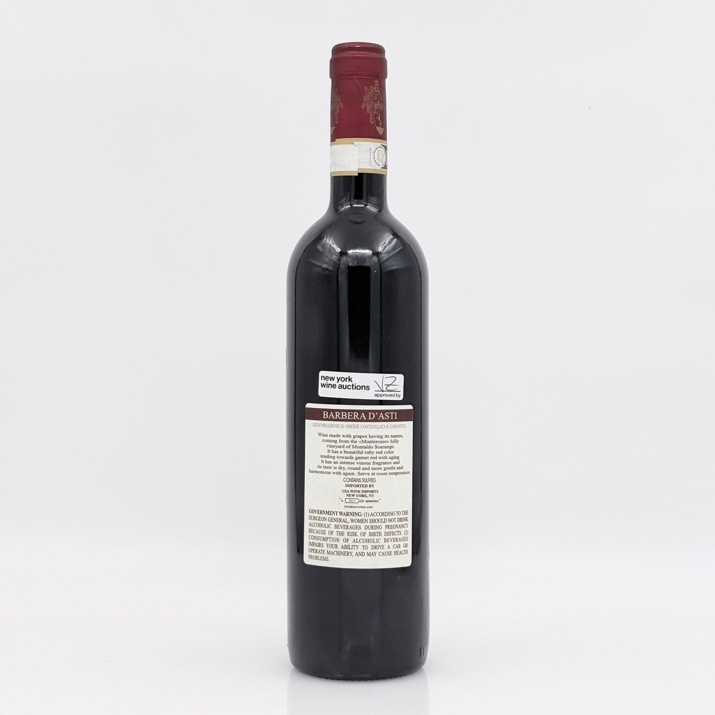 Wine bottle with label on a white background