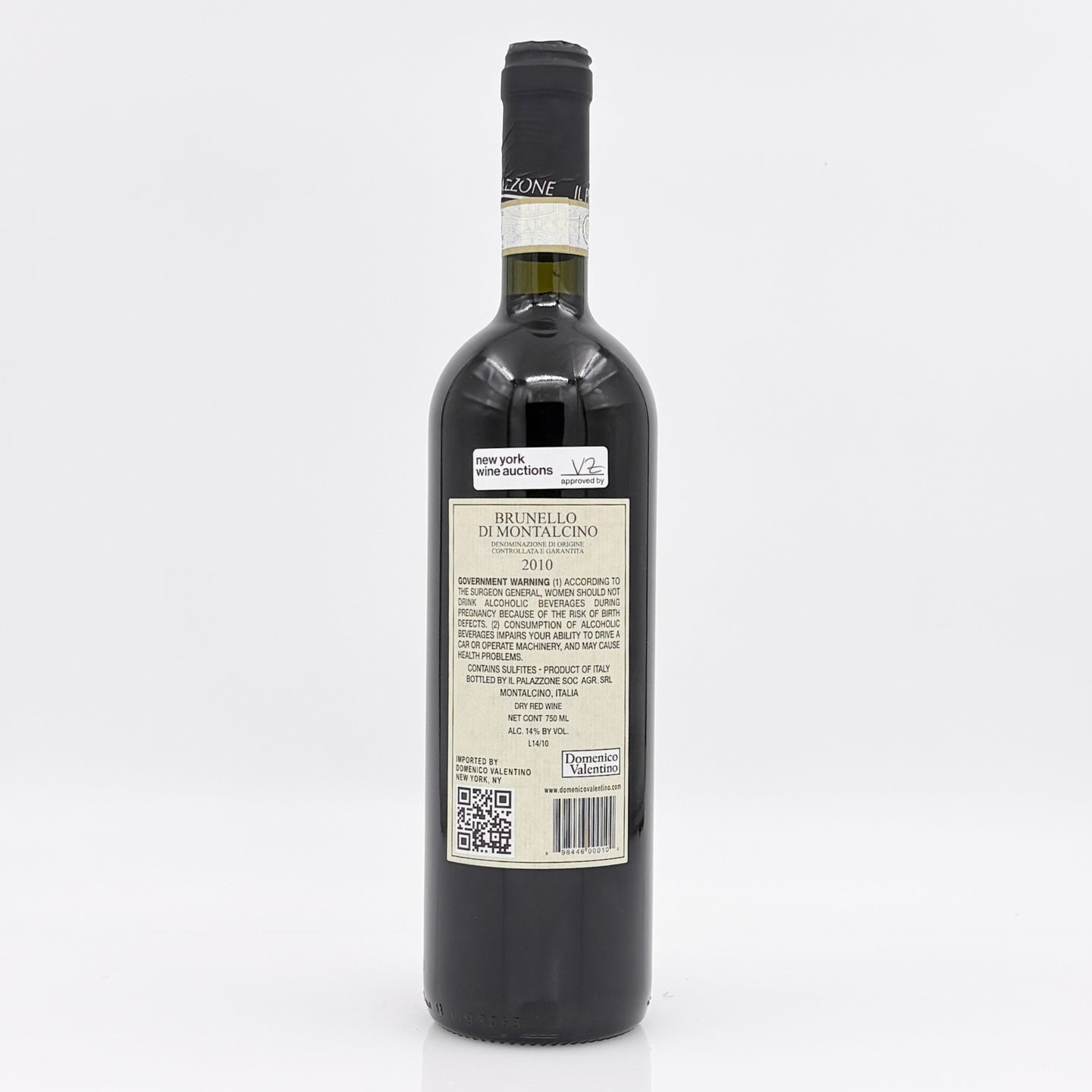 Wine bottle with label on a white background