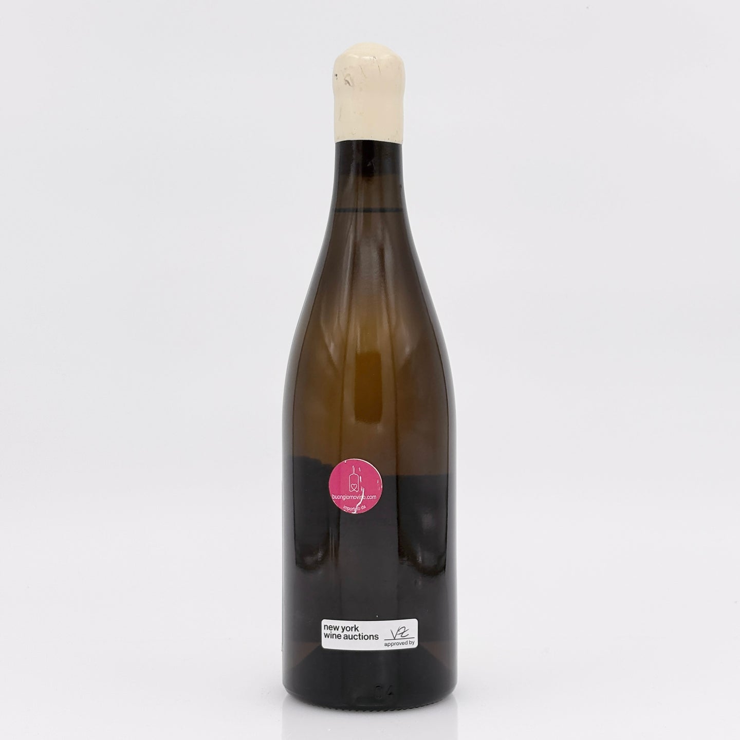 Wine bottle with a label on a white background