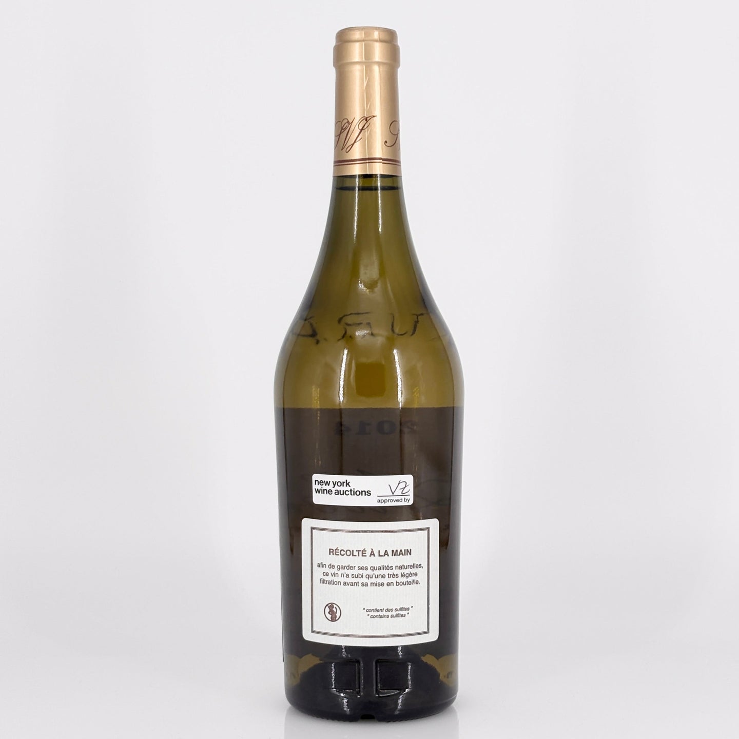 Wine bottle with a label on a white background