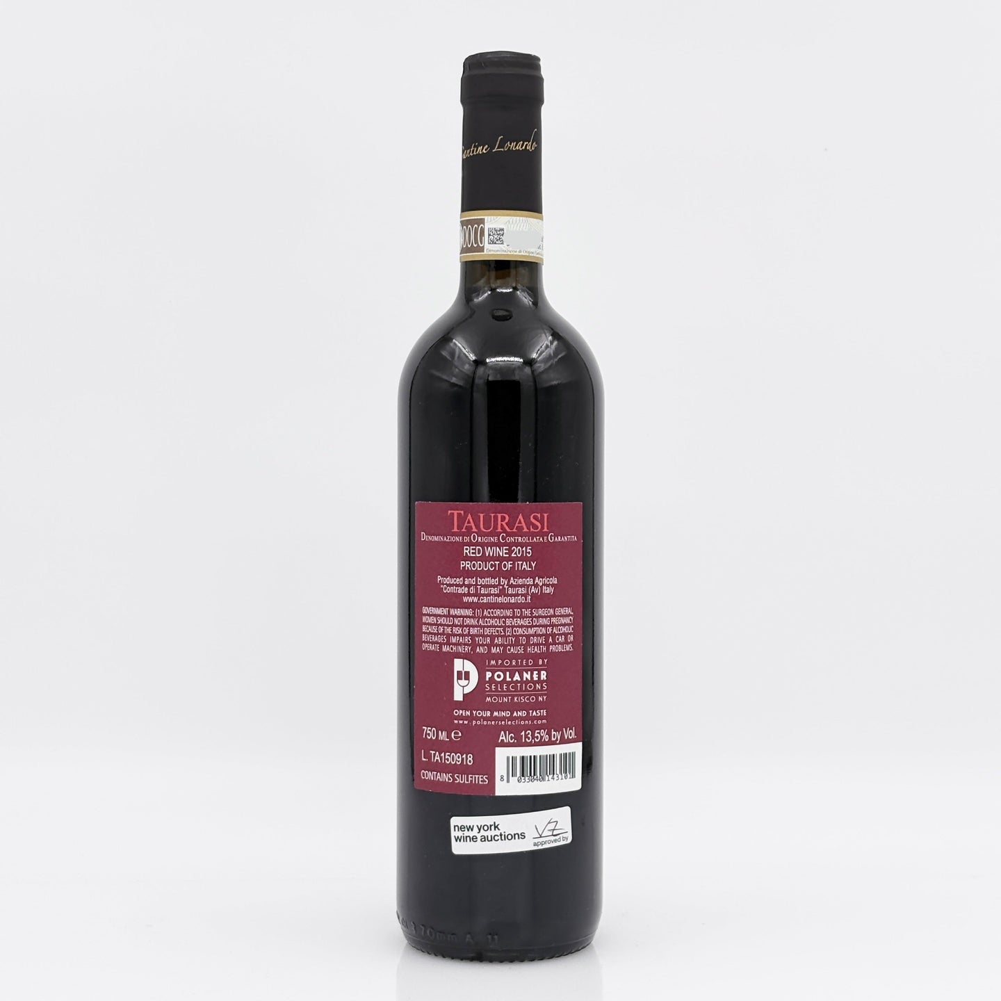 Wine bottle with label on a white background