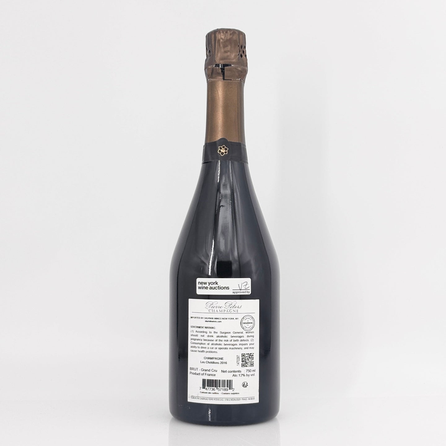 Bottle of wine with a label on a white background