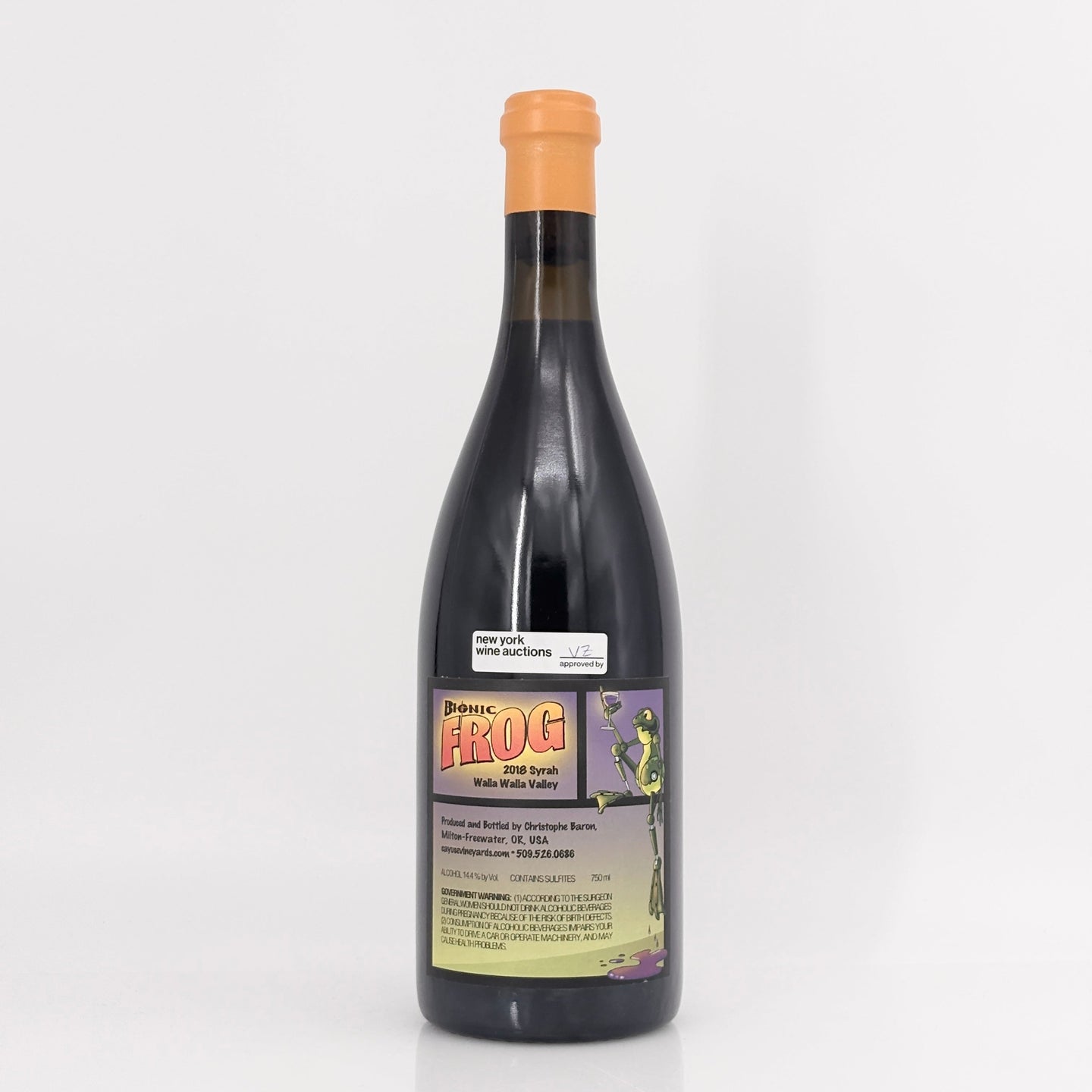 Wine bottle with a label on a white background