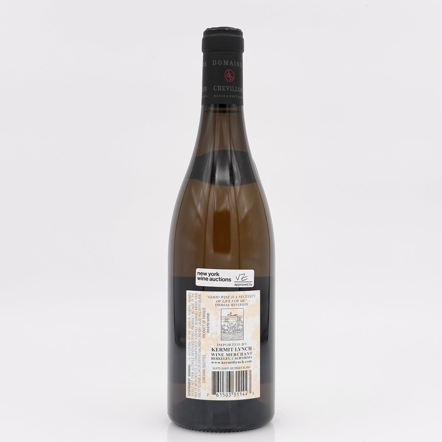 Wine bottle with label on a white background