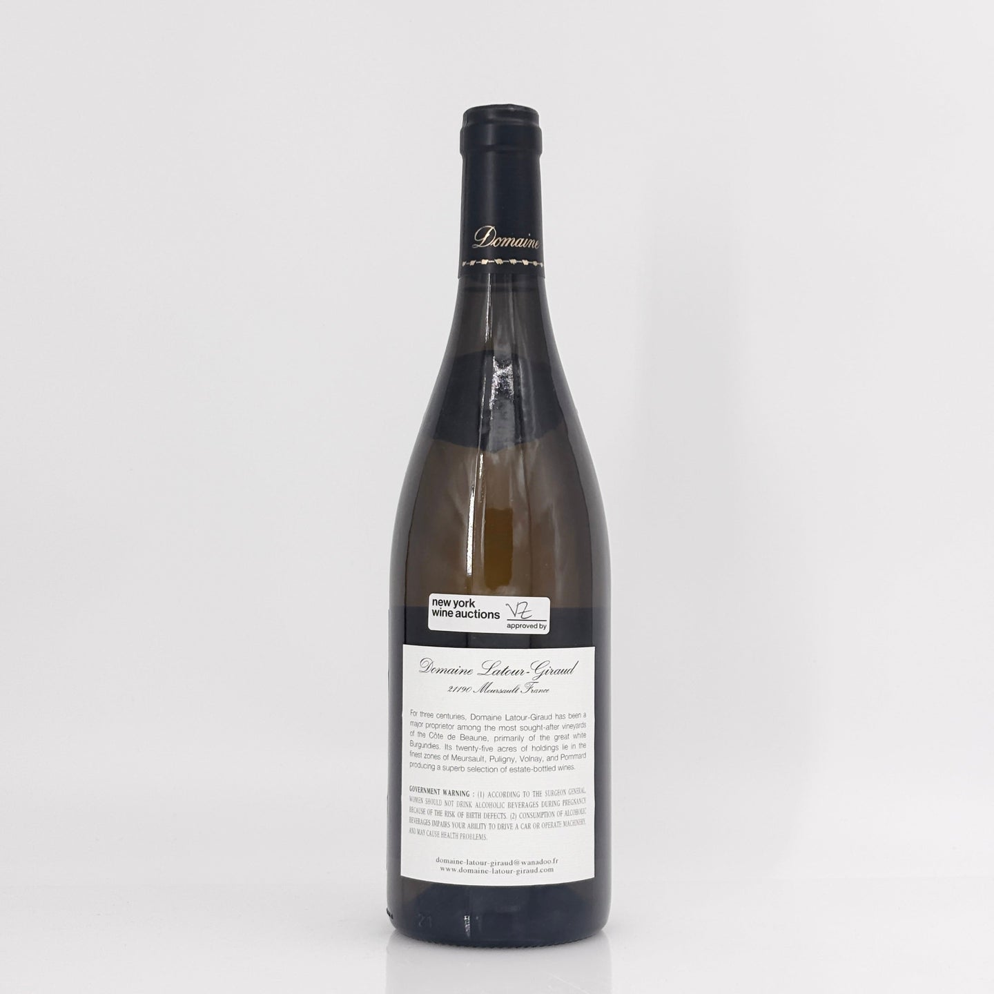 Wine bottle with a label on a white background