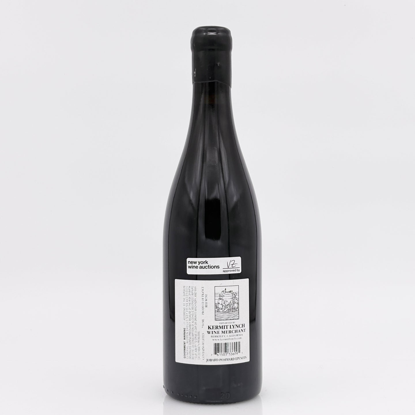 Wine bottle with a label on a white background