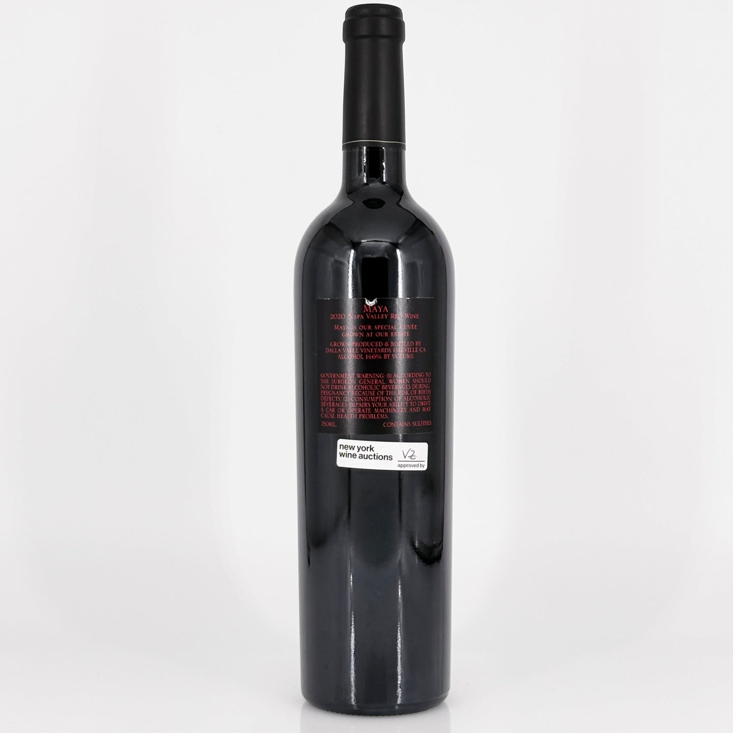 Wine bottle with a label on a white background
