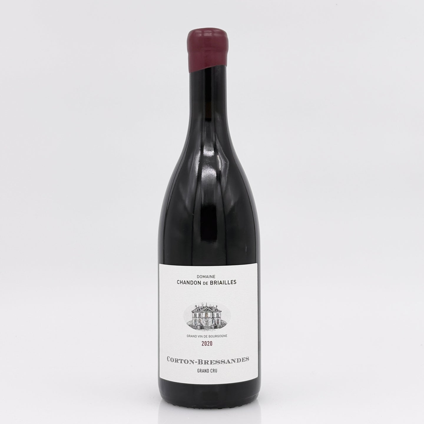Wine bottle with a label on a white background