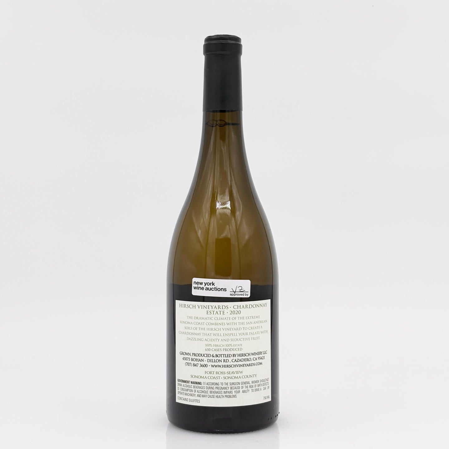Wine bottle with a label on a white background