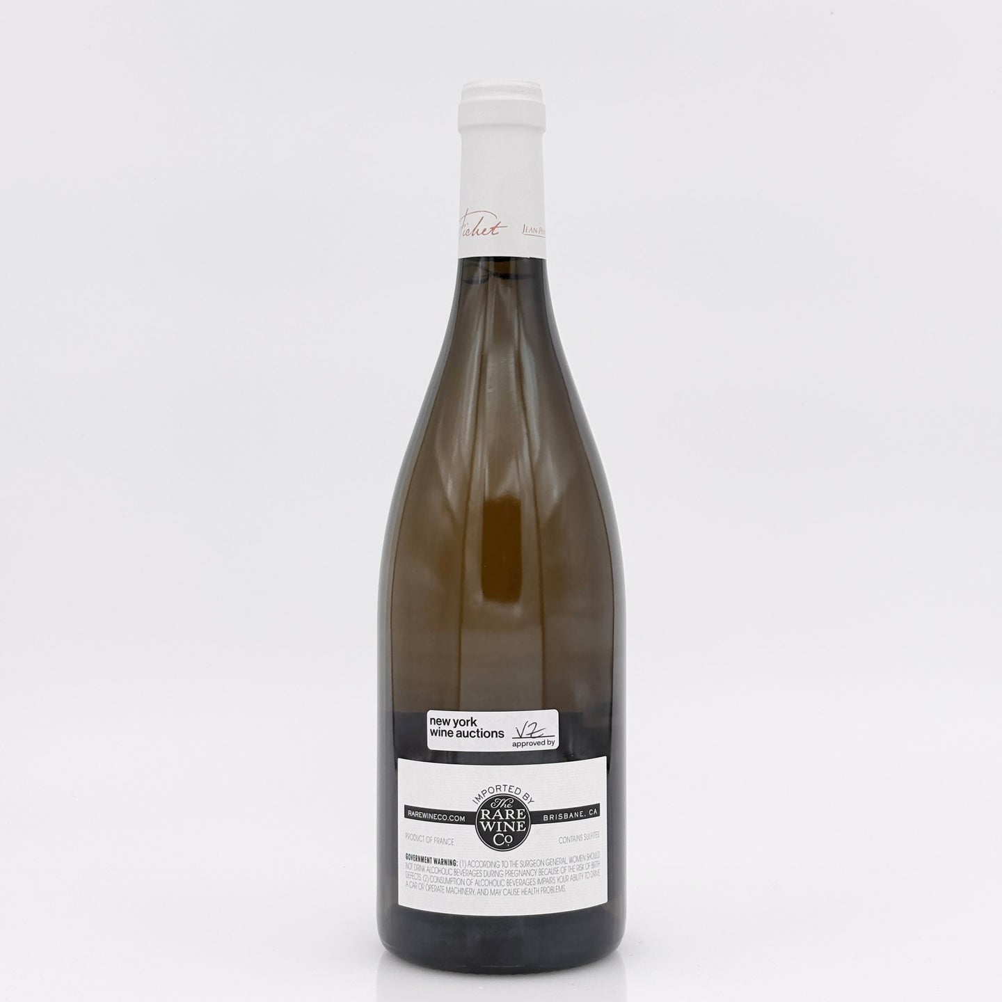 Wine bottle with a label on a white background
