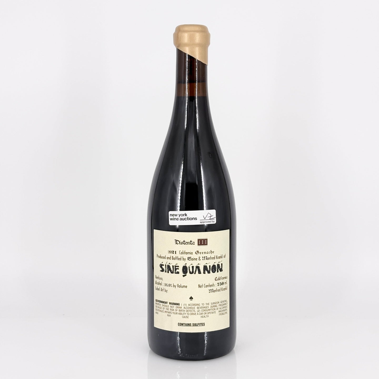 Wine bottle with a label on a white background