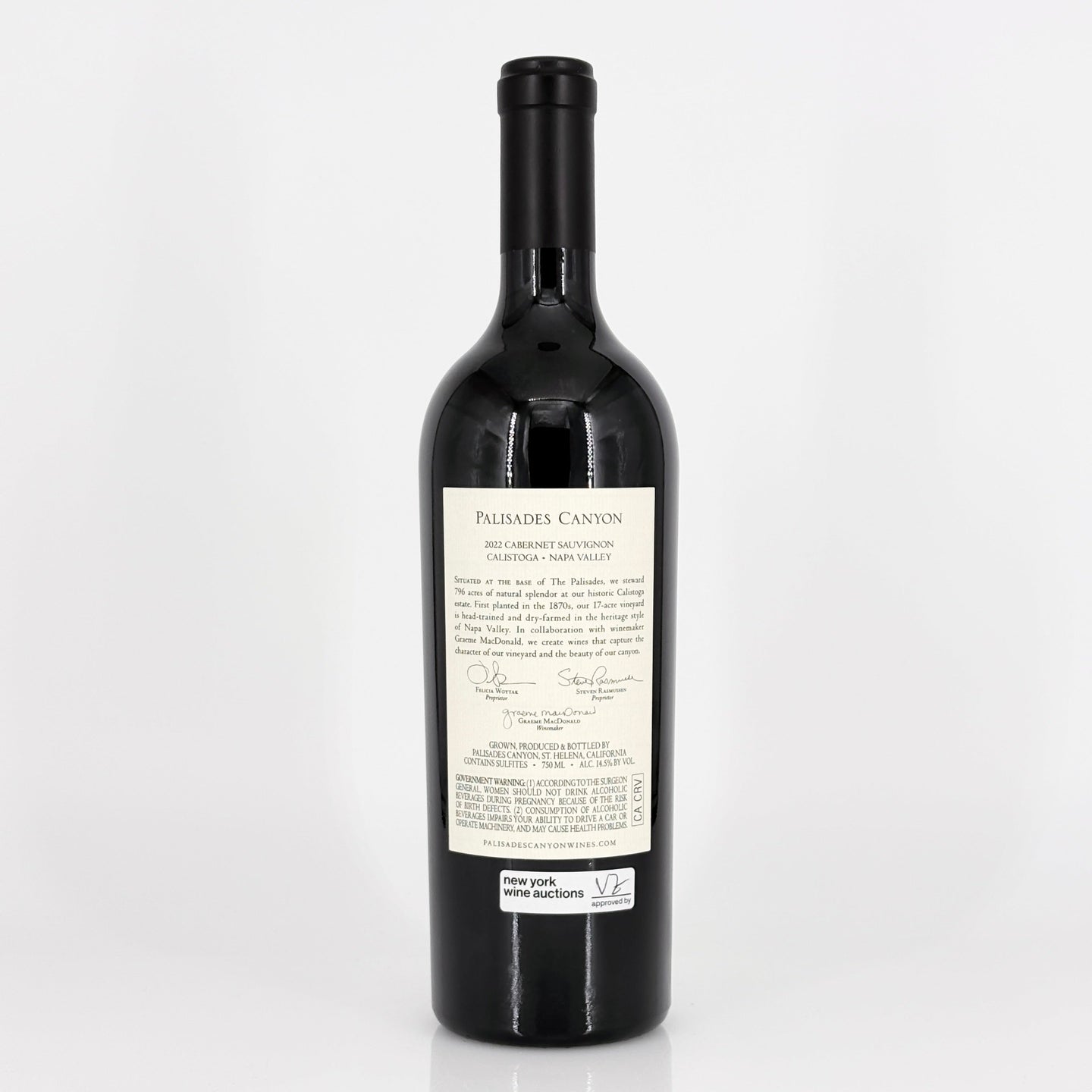 Wine bottle with a label on a white background