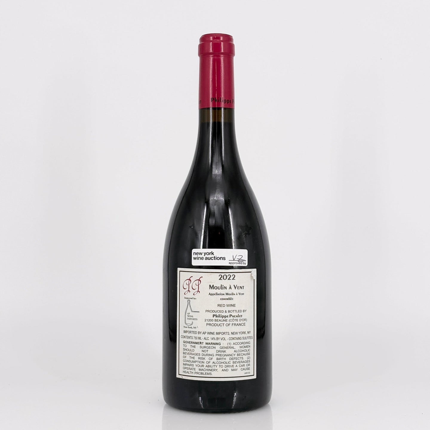 Wine bottle with a label on a white background