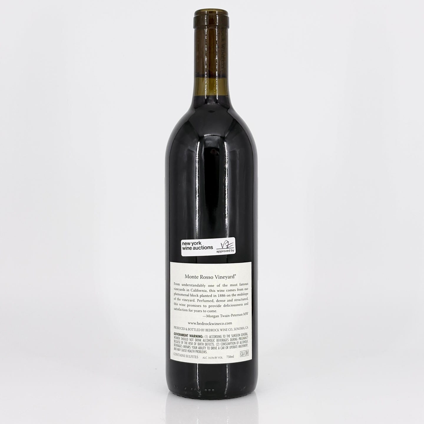 Wine bottle with a label on a white background