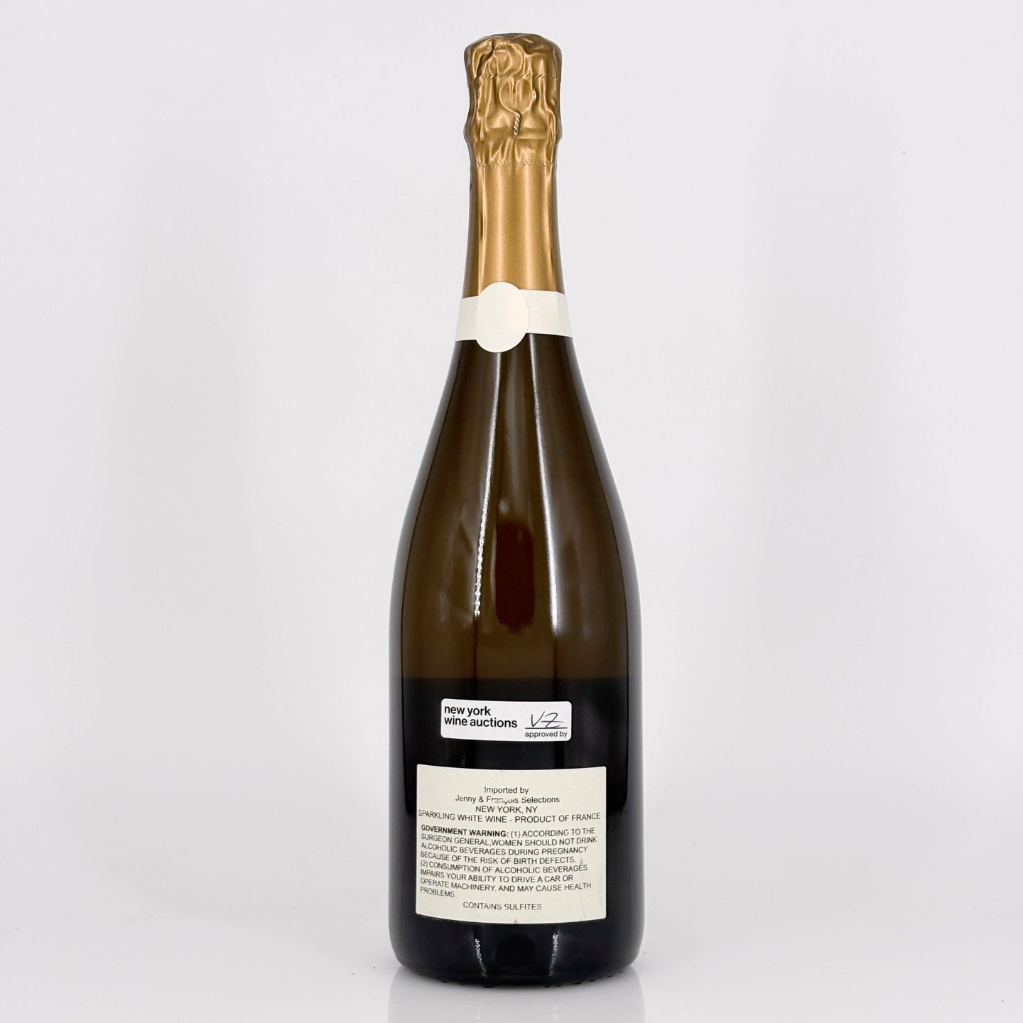 Wine bottle with a visible label on a white background