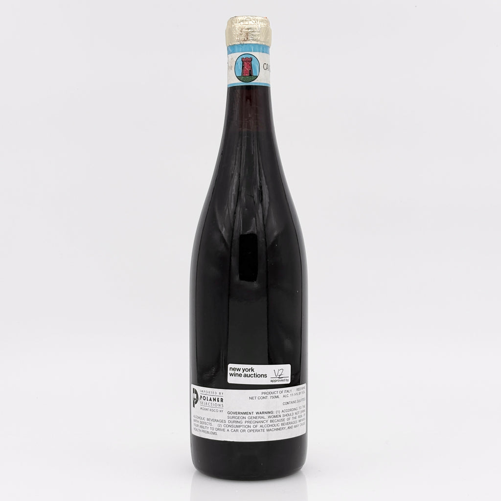 Wine bottle with a visible label on a white background