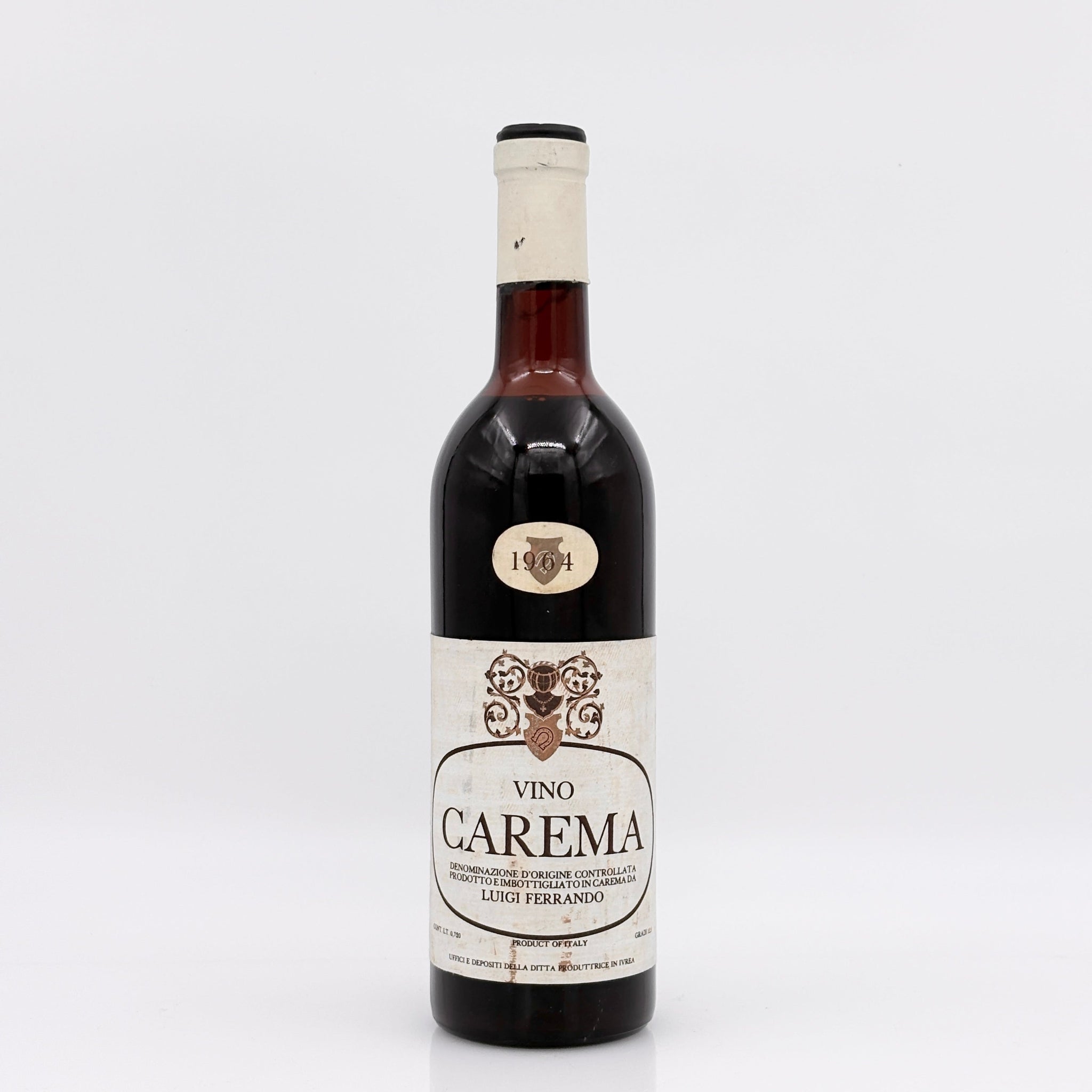 Vino Carema bottle on a white background