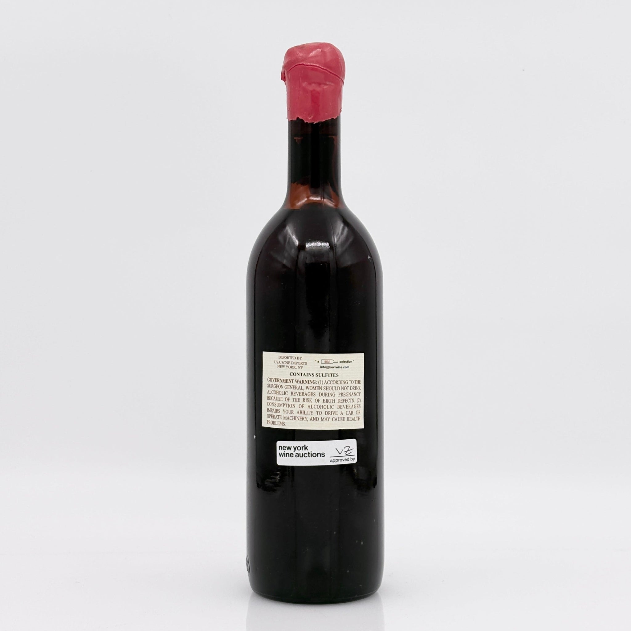 Wine bottle with a visible label on a white background