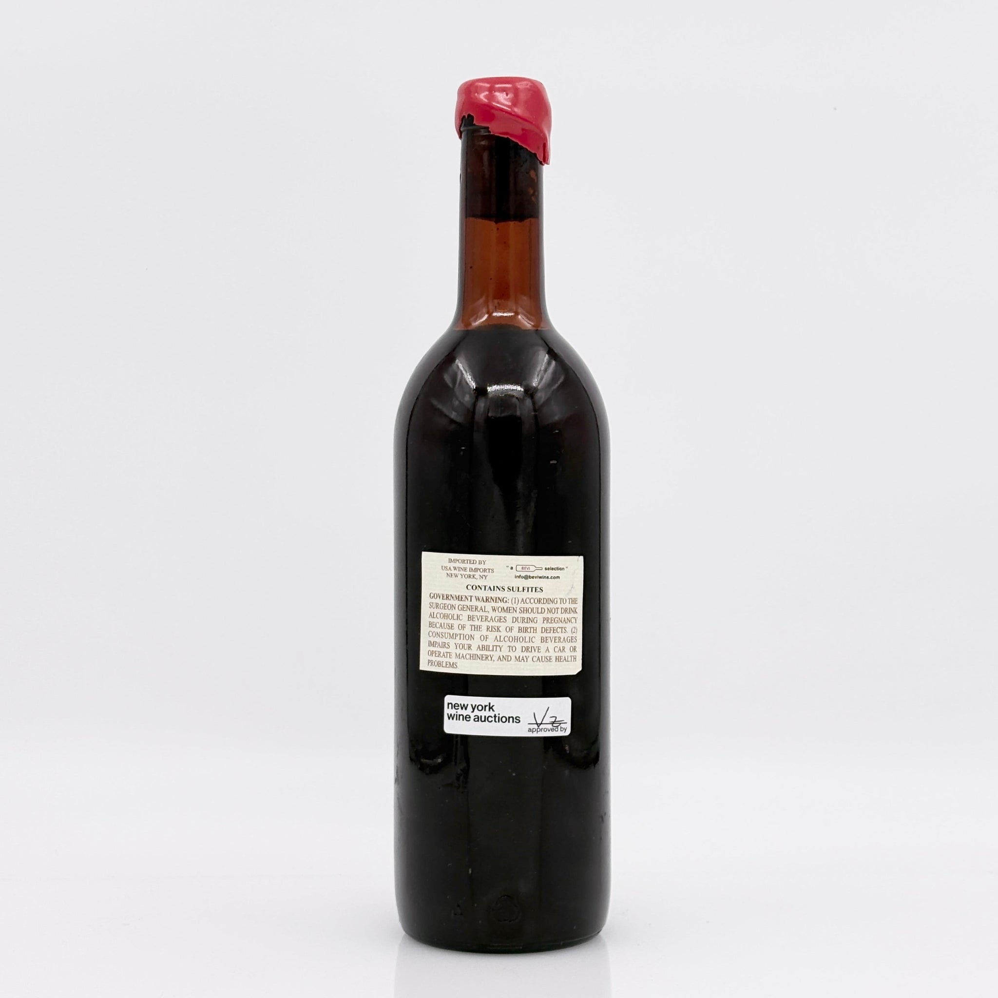 Wine bottle with a label on a white background