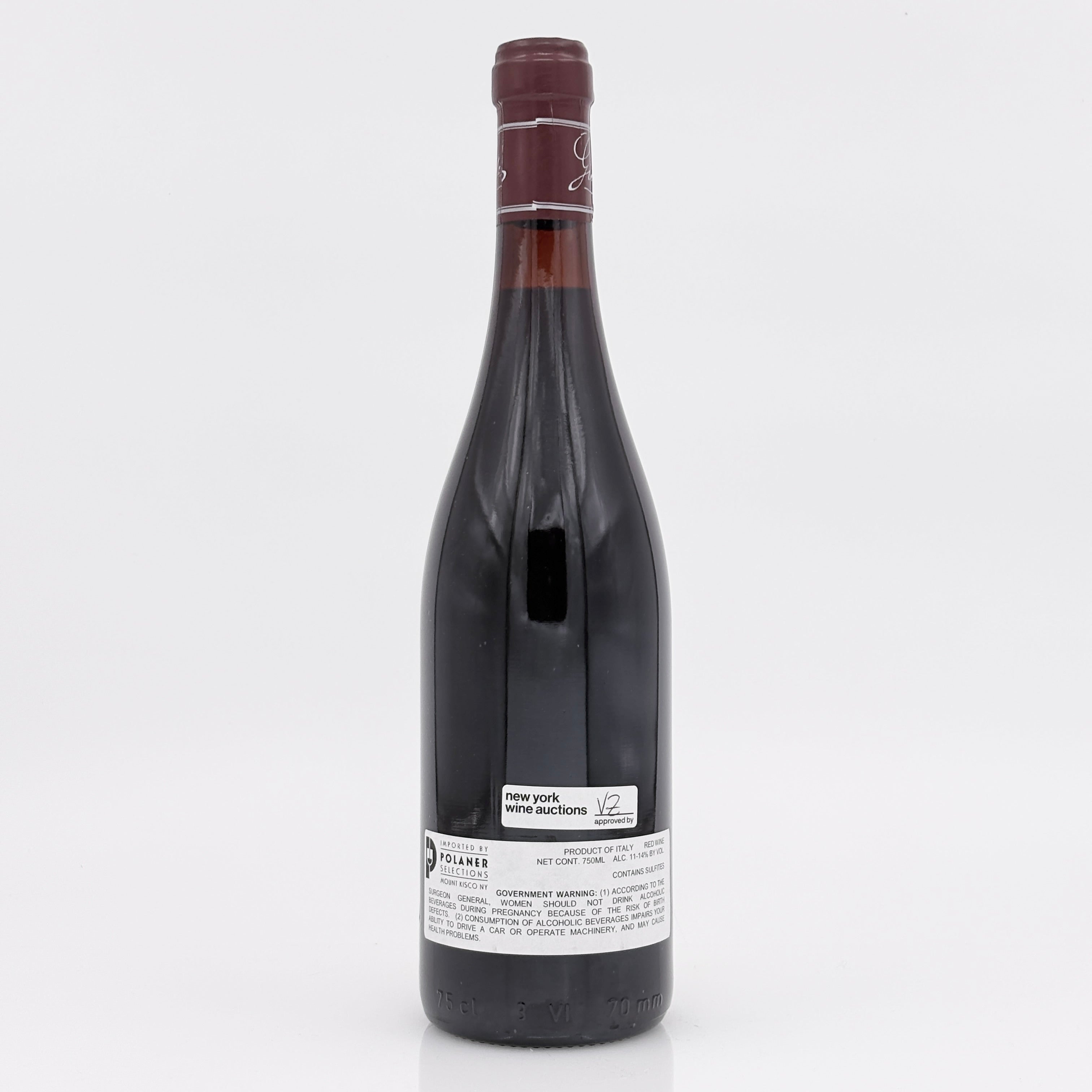 Wine bottle with a label on a white background