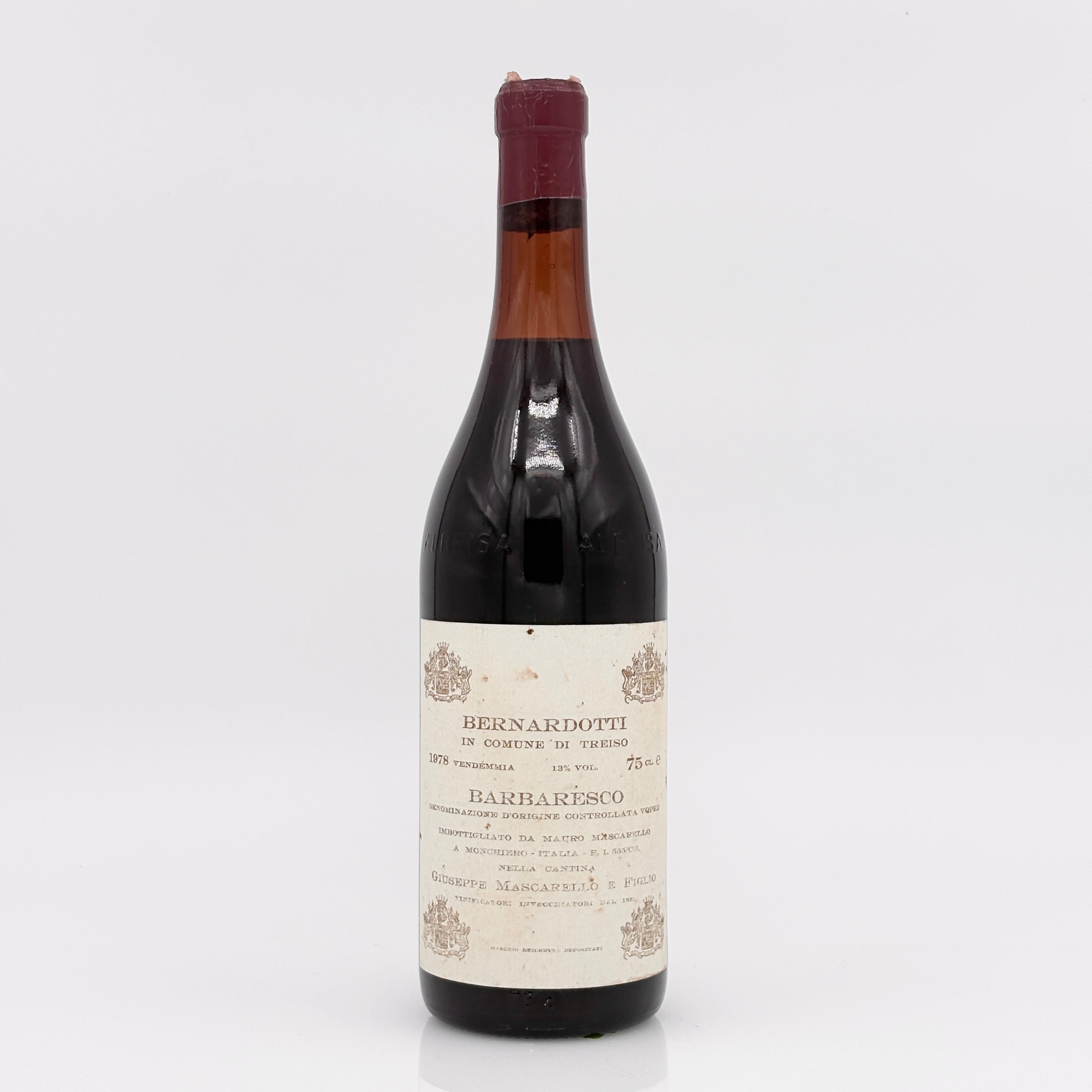 Wine bottle with a label on a white background