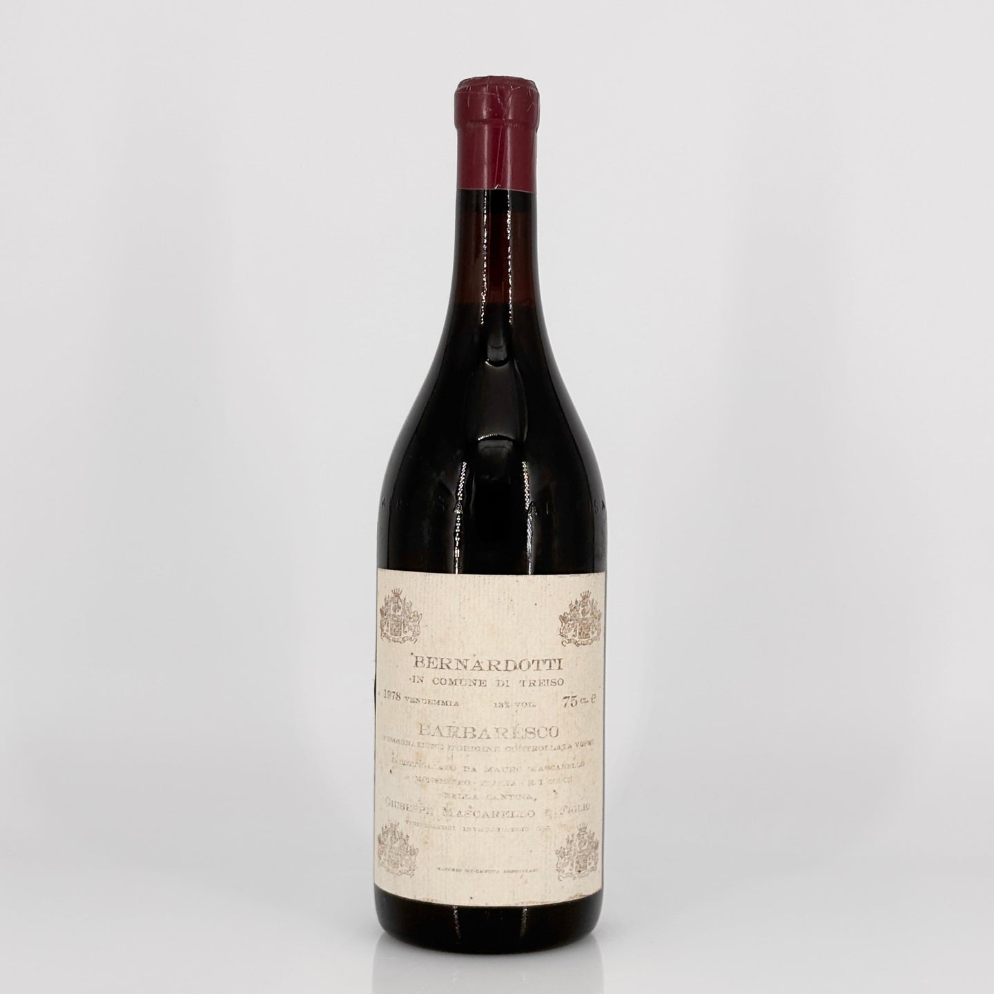 Bottle of Bernadotti wine on a white background
