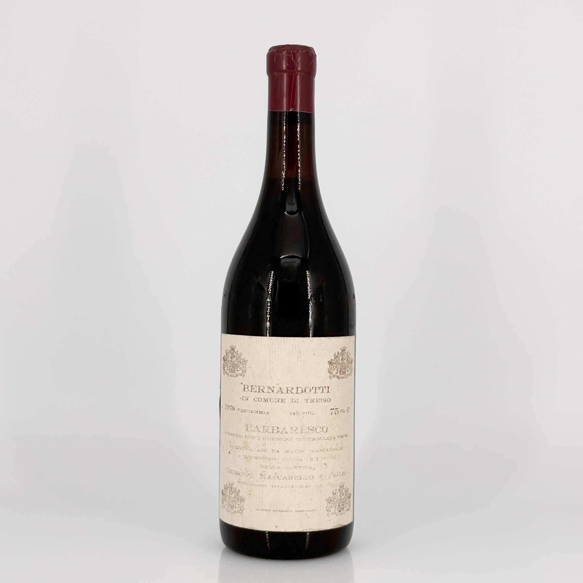 Bottle of Bernadotti wine on a white background