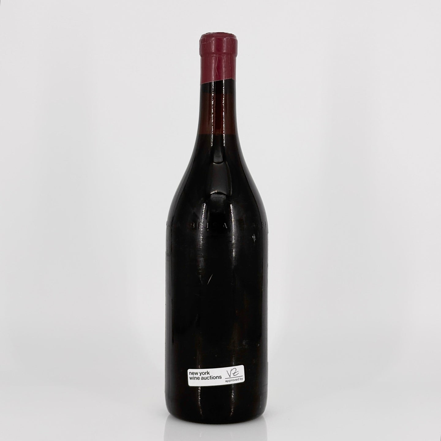 Wine bottle with a visible label on a white background