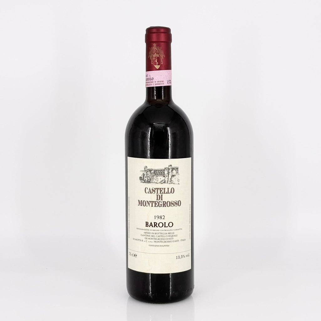 Wine bottle with 'Castello di Montegrosso' label on a white background