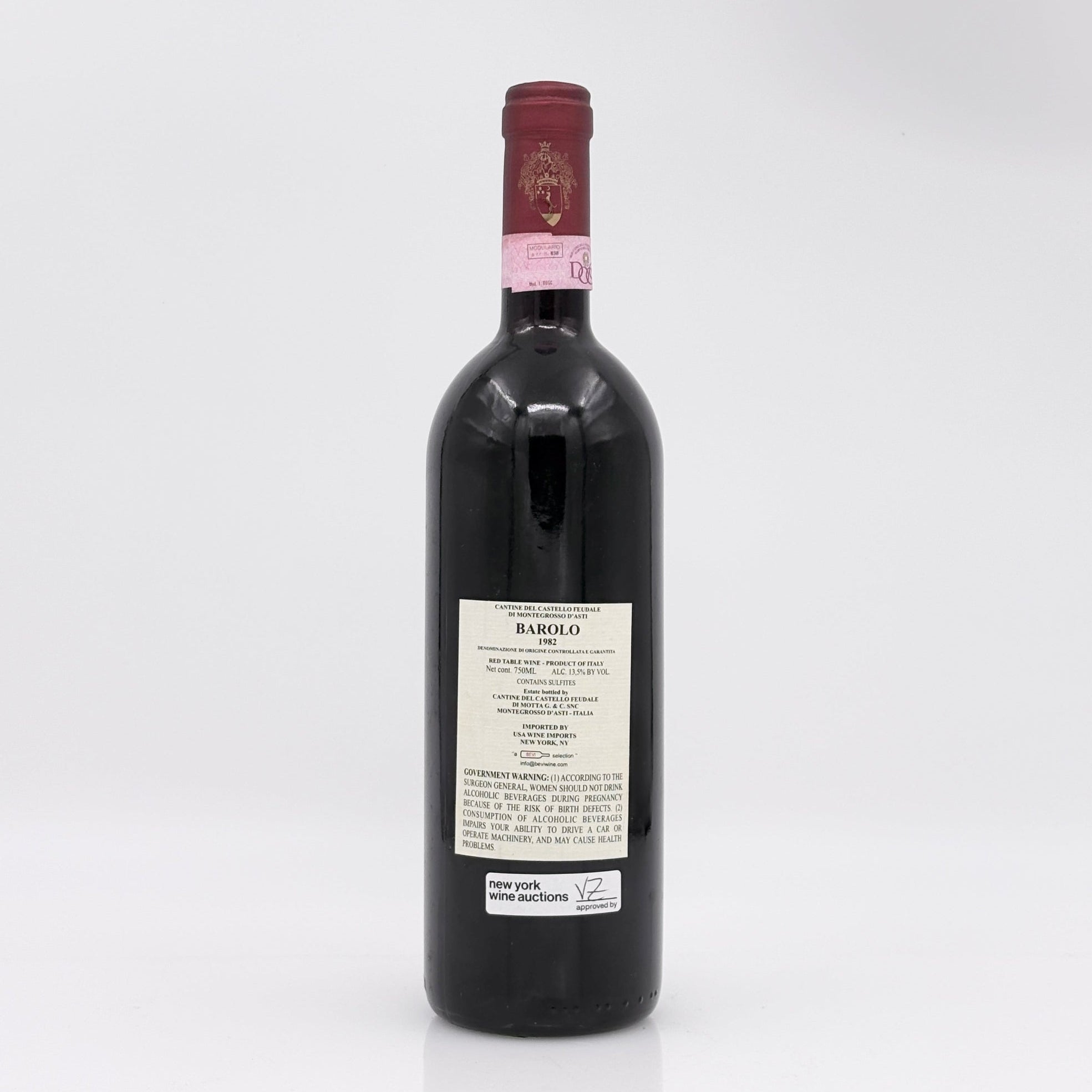 Wine bottle with label on a white background