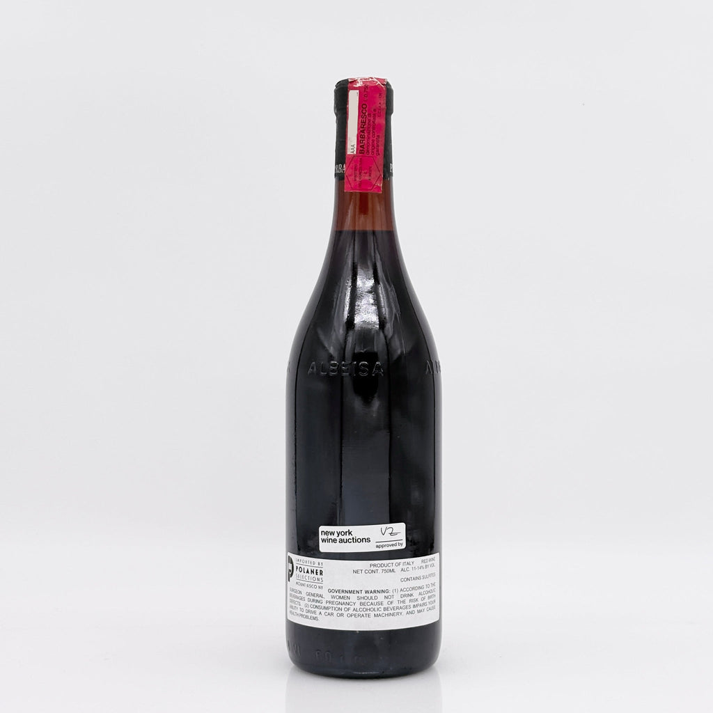 Wine bottle with a red label on a white background
