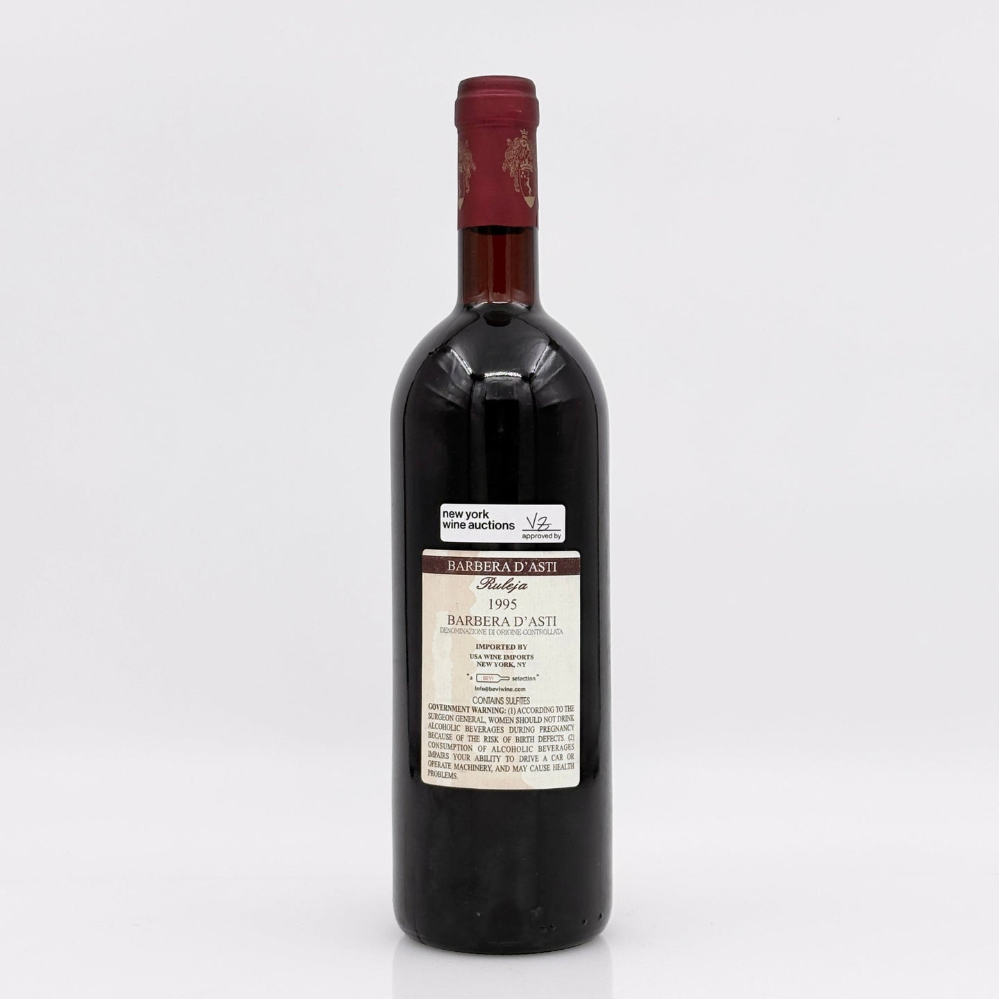 Wine bottle with a label on a white background