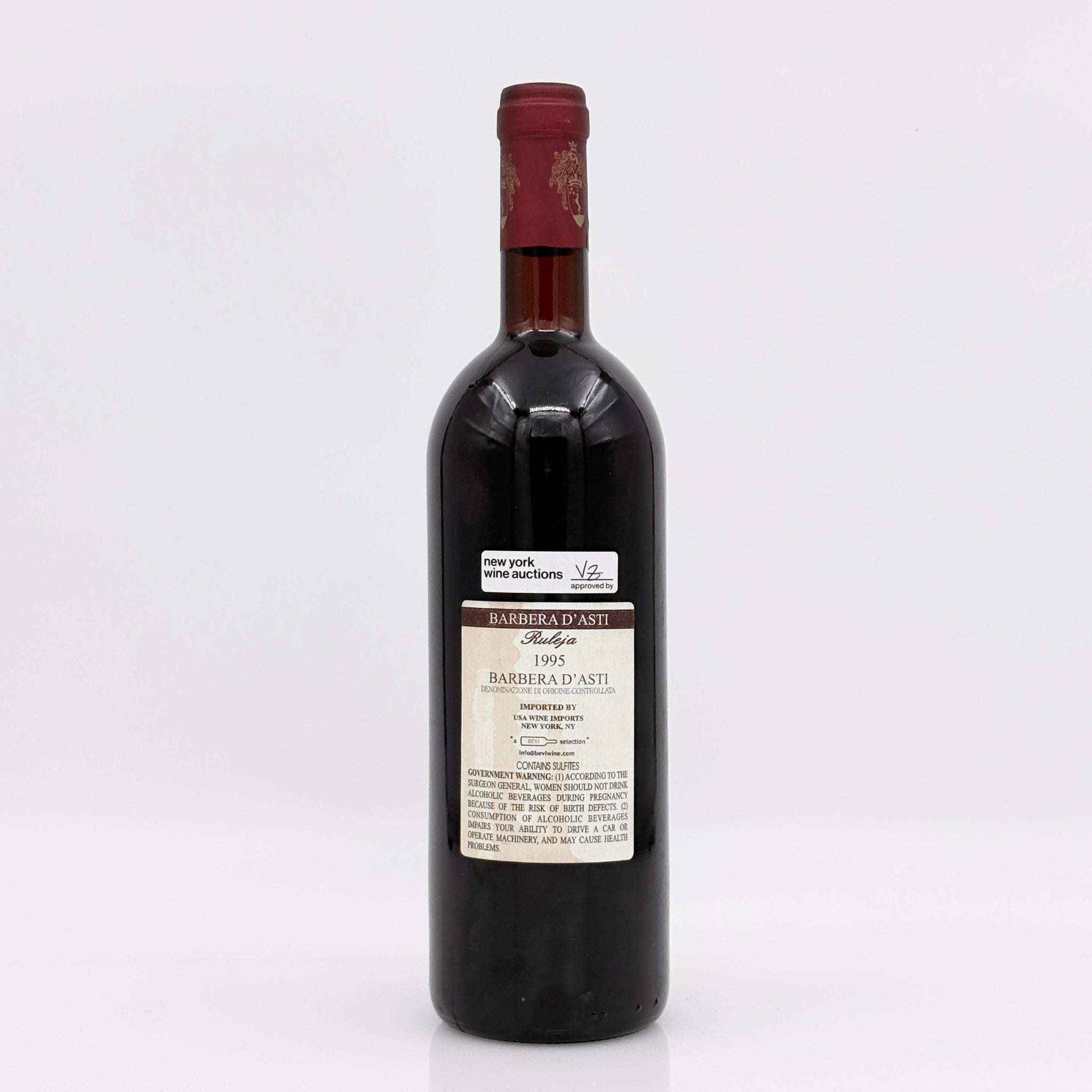 Wine bottle with a label on a white background
