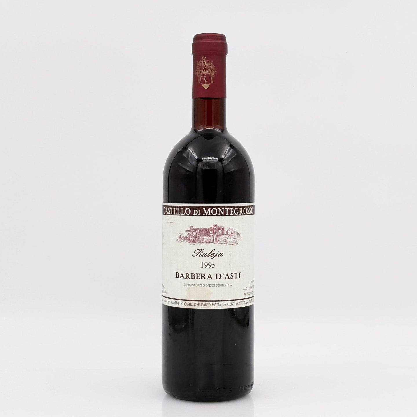 Wine bottle with a label on a white background