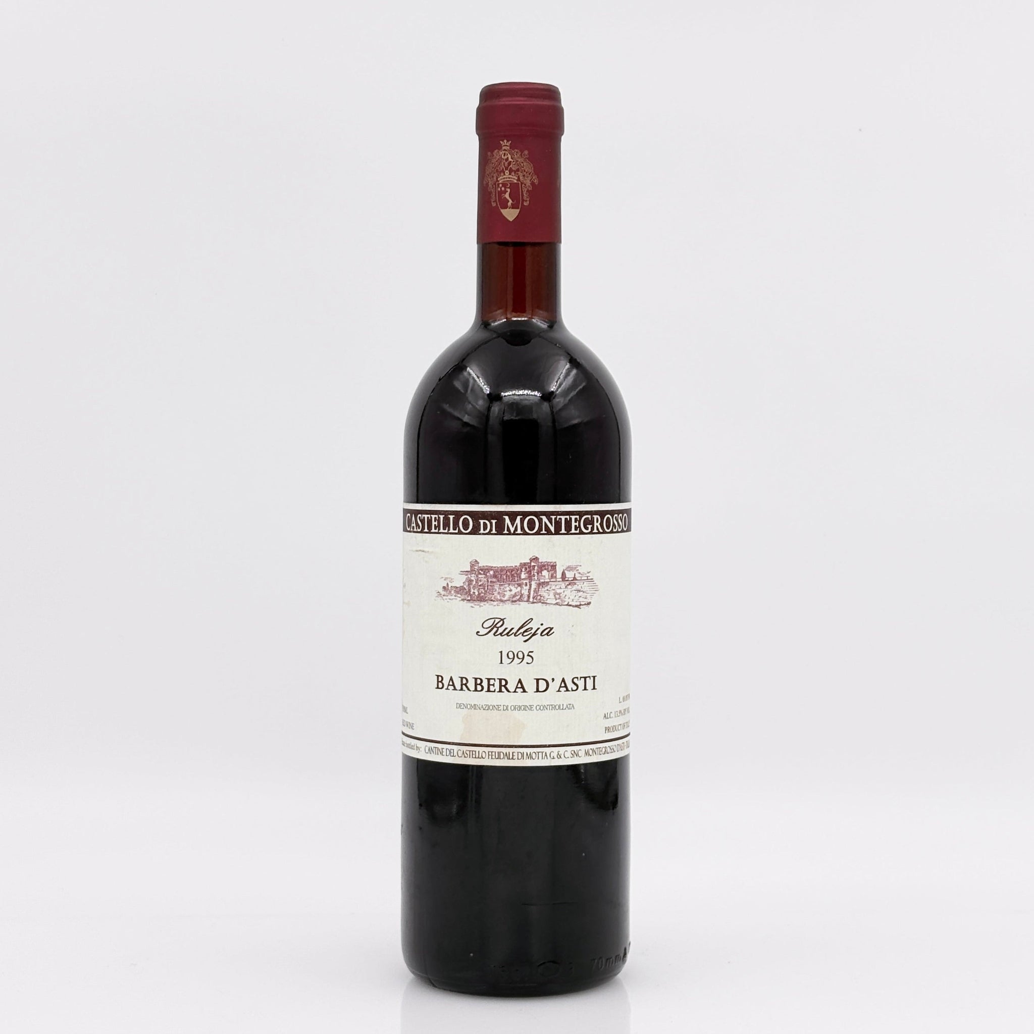 Wine bottle with a label on a white background