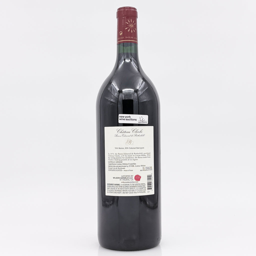 Wine bottle with a visible label on a white background