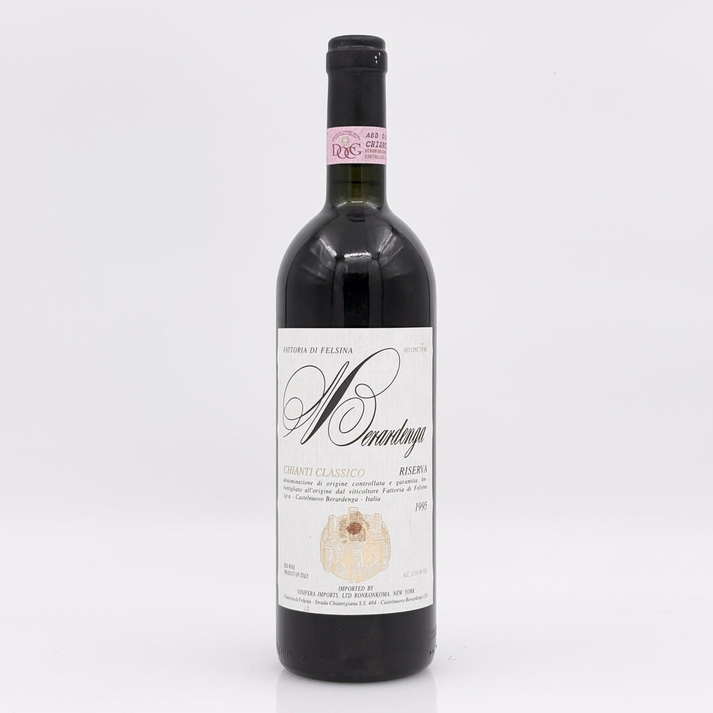 Bottle of Berardenga wine on a white background