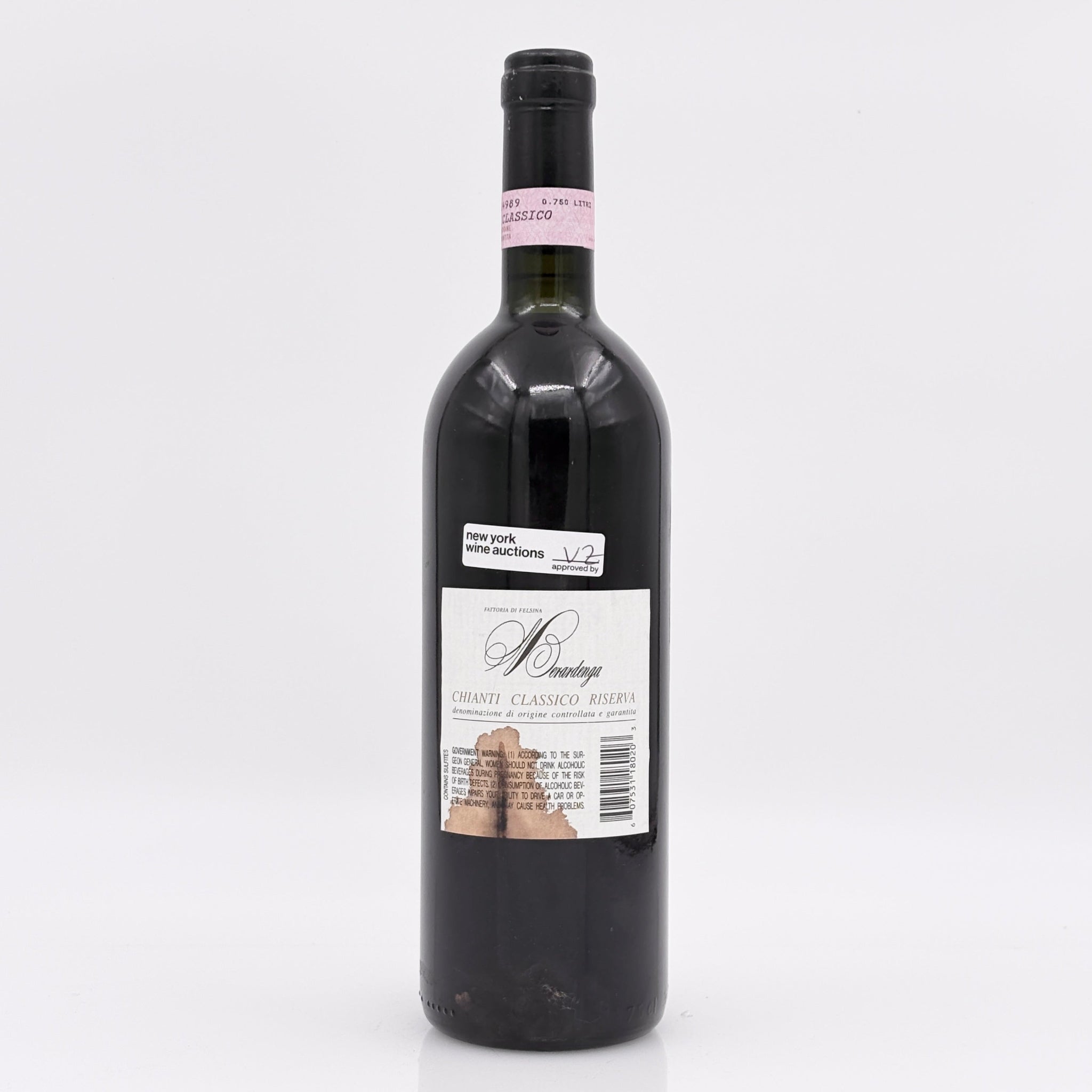 Wine bottle with a label on a white background