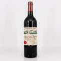 Red wine bottle with Chateau Pavie label on a white background