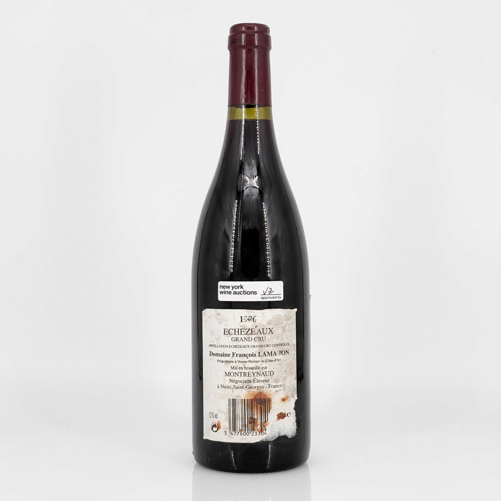 Wine bottle with a visible label on a white background