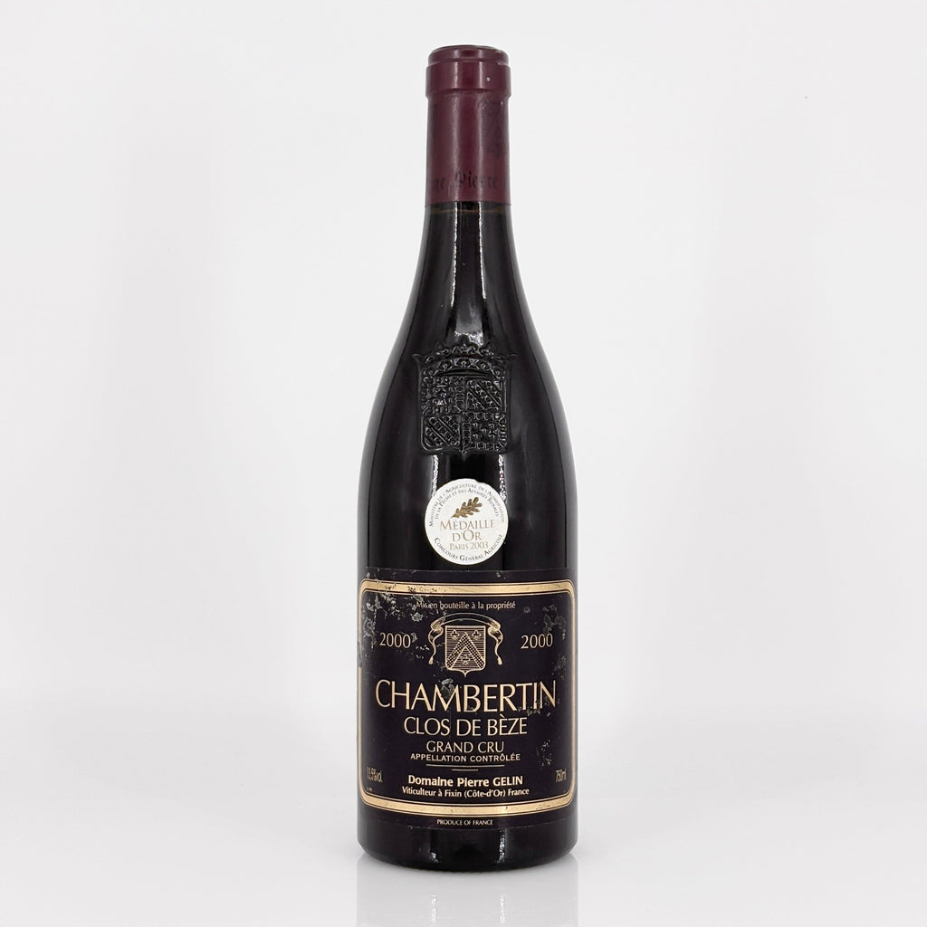 Wine bottle with a detailed label on a white background
