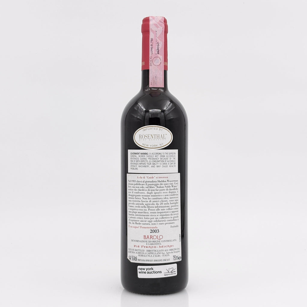 Wine bottle with a visible label on a white background