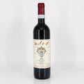 Red wine bottle with a visible label on a white background
