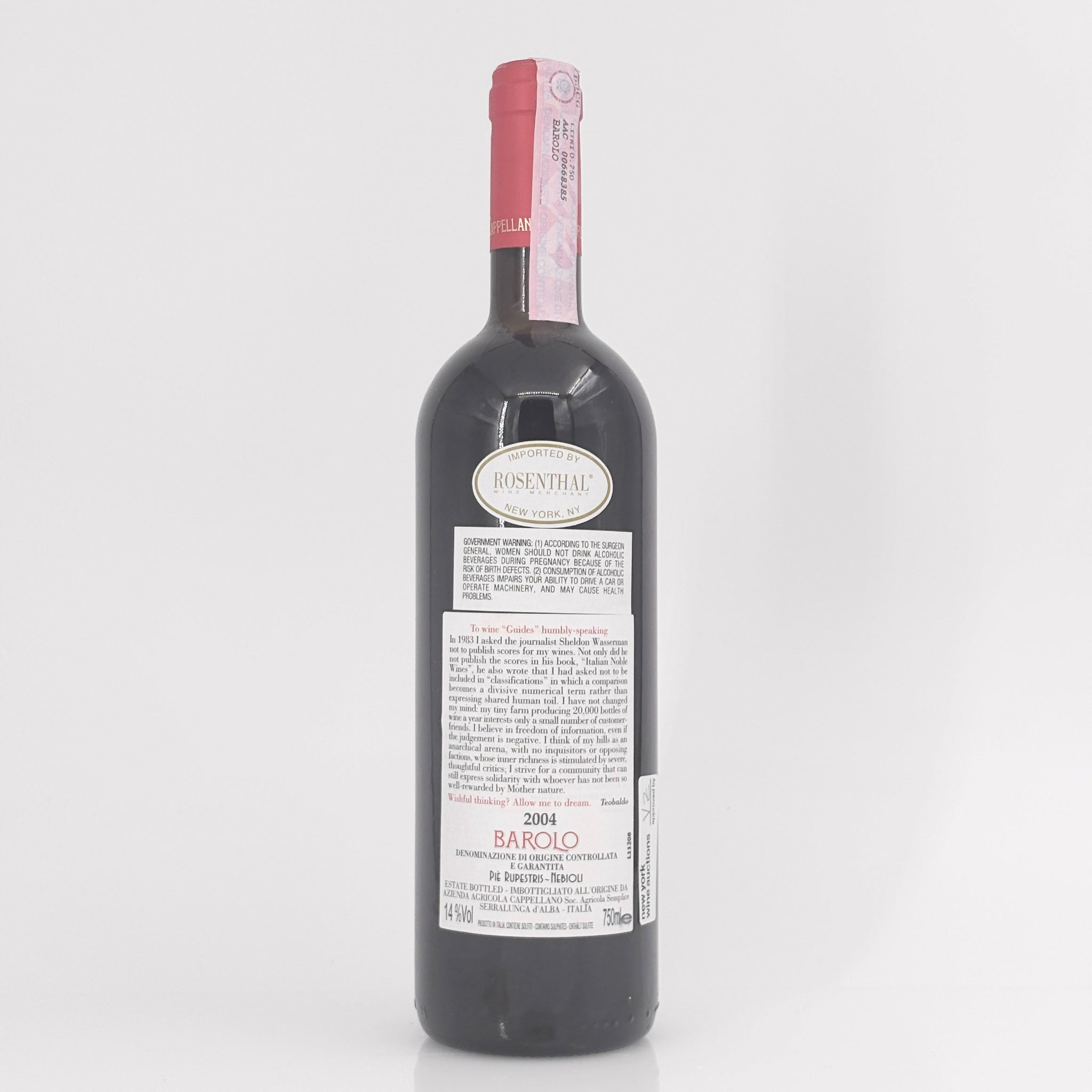 2004 Cappellano Otin Fiorin Pie Rupestris Barolo DOCG, Italy