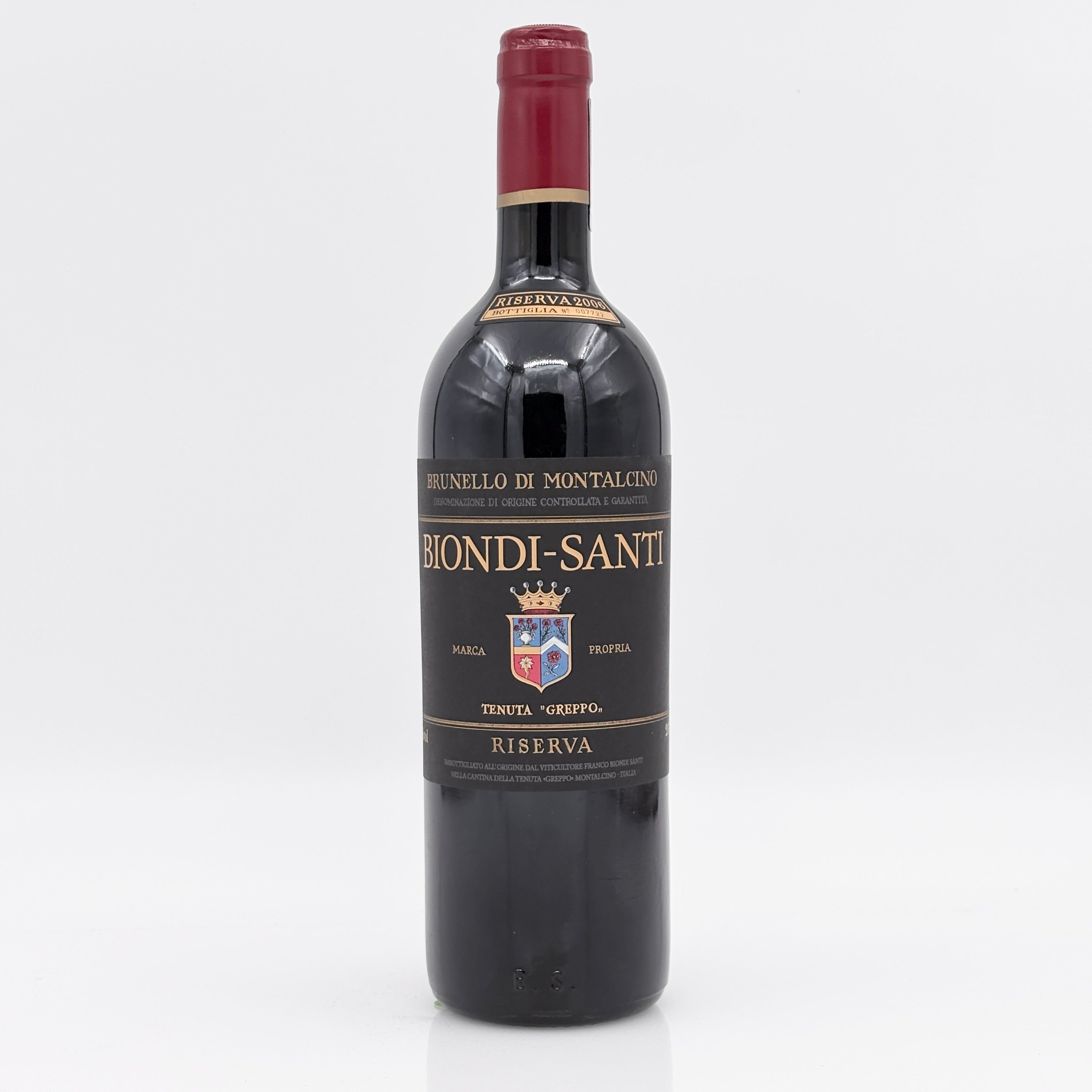 Biondi-Santi wine bottle on a white background