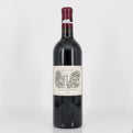Red wine bottle with a label on a white background