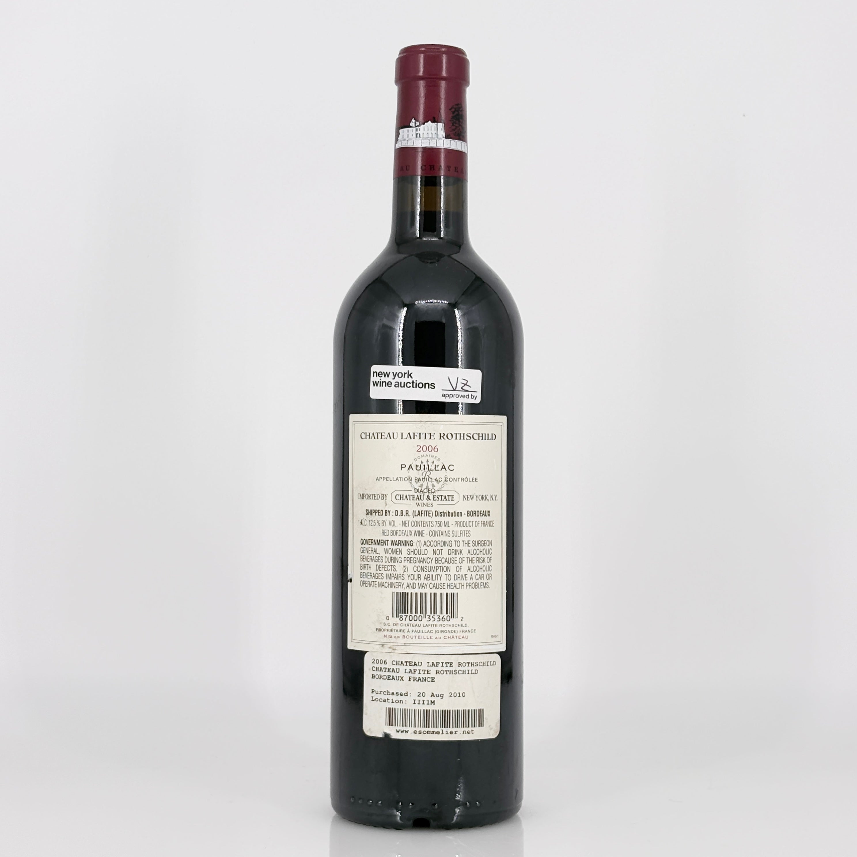 Wine bottle with label on a white background